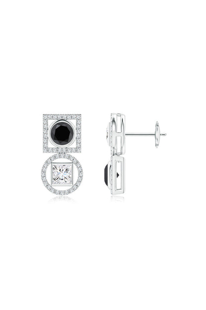 Buy Infinity 14K Gold with Black & White Diamond Two Stone Earrings in 14K White Gold Online 14K White Gold Natori