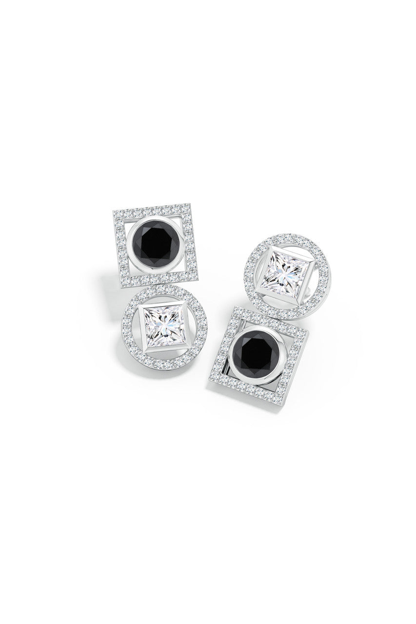 Buy Infinity 14K Gold with Black & White Diamond Two Stone Earrings in 14K White Gold Online 14K White Gold Natori
