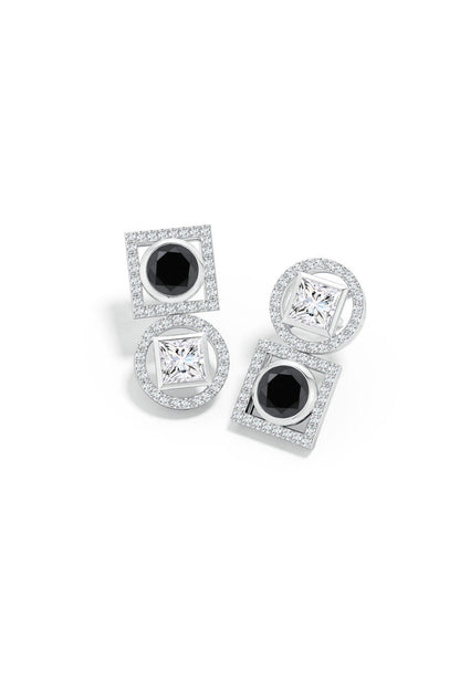 Buy Infinity 14K Gold with Black & White Diamond Two Stone Earrings in 14K White Gold Online 14K White Gold Natori