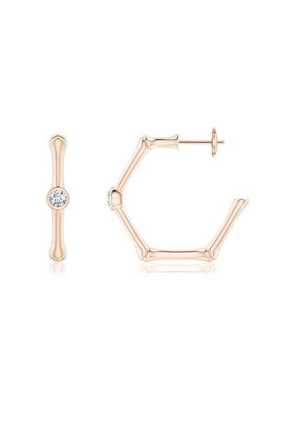 Buy Indochine 14k Bamboo Hexagon Diamond Center Hoop Earrings in 14K Rose Gold Online 14K Rose Gold Natori