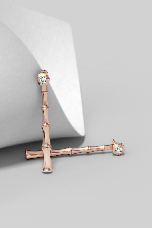 Buy Indochine Bamboo 14k Diamond Multi-Wear Linear Earrings in 14K Rose Gold Online 14K Rose Gold Natori