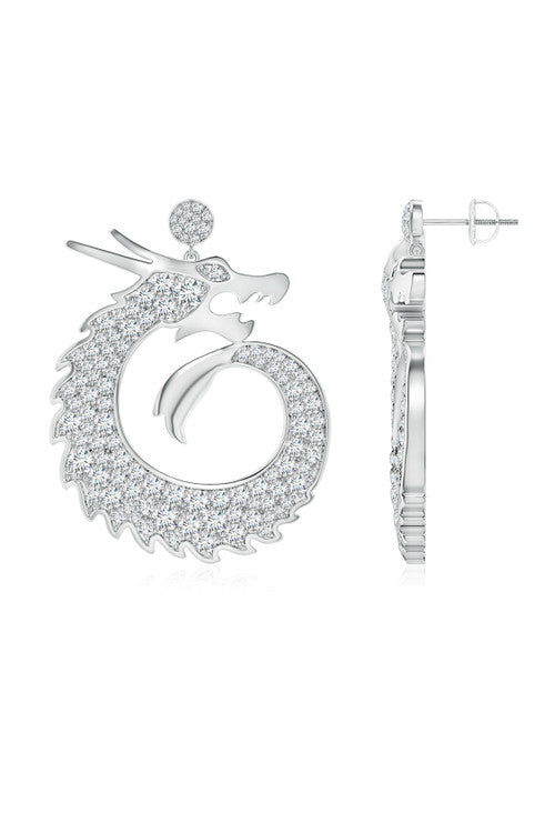 Buy Dragon Lab-Grown Diamond Silver Drop Earrings in 925 Silver Online 925 Silver Natori