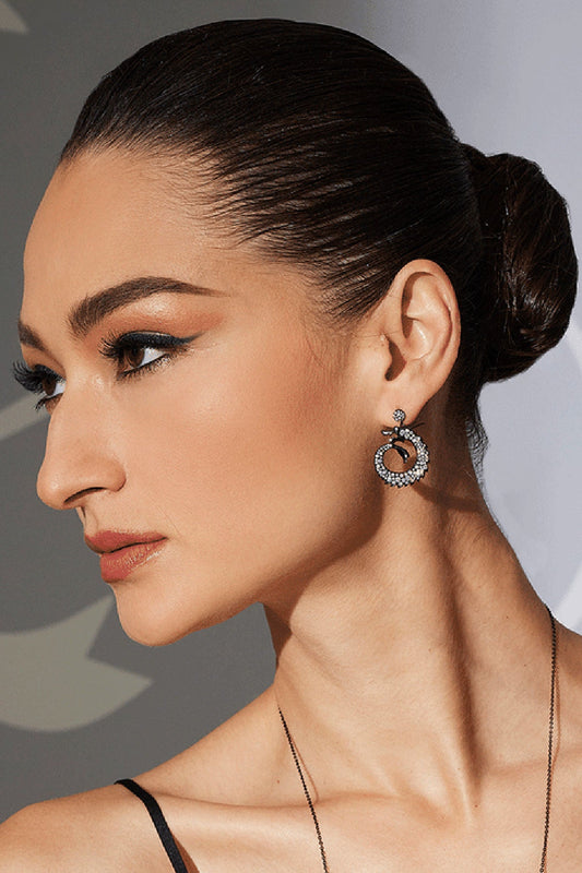 Buy Dragon Lab-Grown Diamond Silver Drop Earrings in Midnight Silver Online Midnight Silver Natori