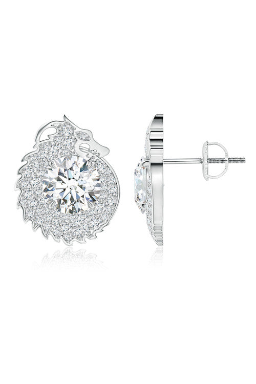 Buy Dragon Lab-Grown 14K Gold Round Diamond Earrings in 14K White Gold Online 14K White Gold Natori