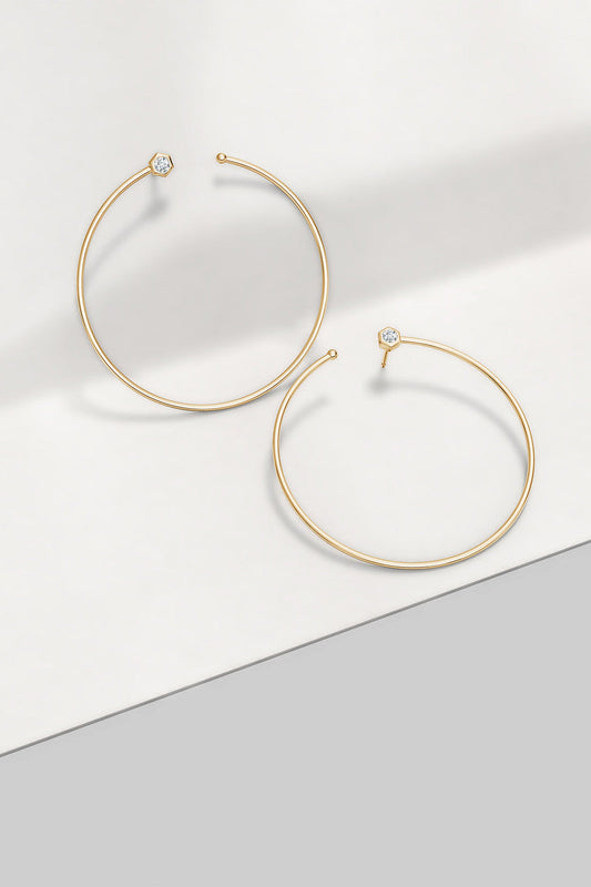 Buy Indochine 14k Giant Diamond Side-Facing Open Hoop Earrings in 14K Yellow Gold Online 14K Yellow Gold Natori