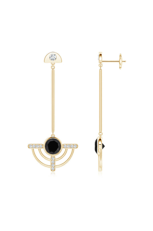 Buy Infinity Half Concentric 14K Gold and Black Onyx Dangle Earrings in 14K Yellow Gold Online 14K Yellow Gold Natori