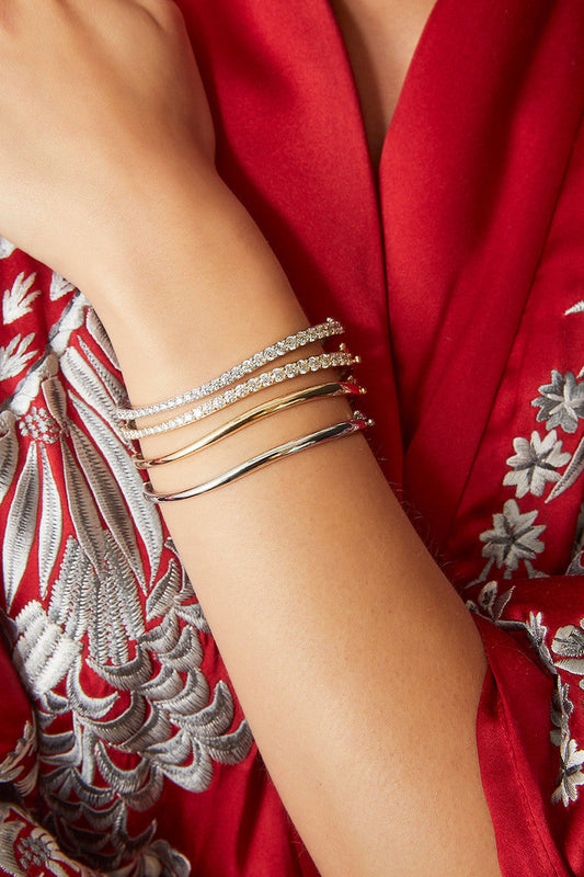 Buy Shangri-La Brushstroke 14K Gold and Diamond Full Bracelet in 14K Rose Gold Online 14K Rose Gold Natori