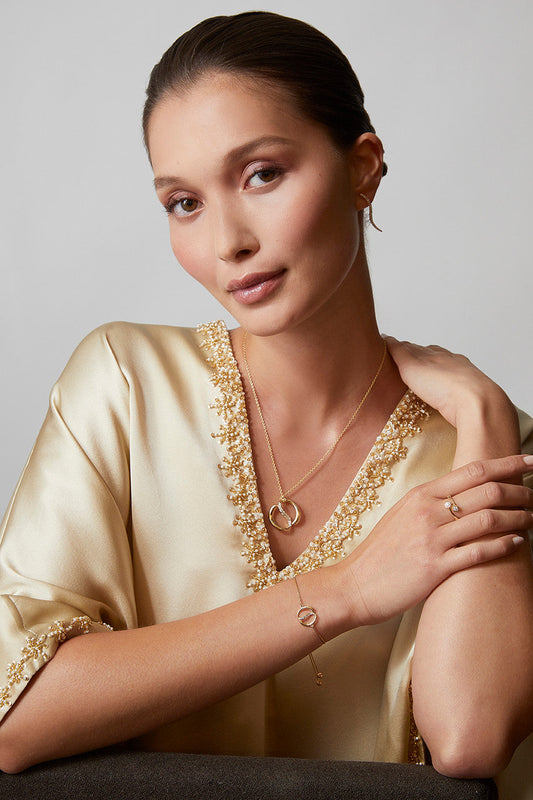 Buy Shangri-La Yin-Yang 14K Gold and Diamond Bolo Bracelet in 14K Yellow Gold Online 14K Yellow Gold Natori