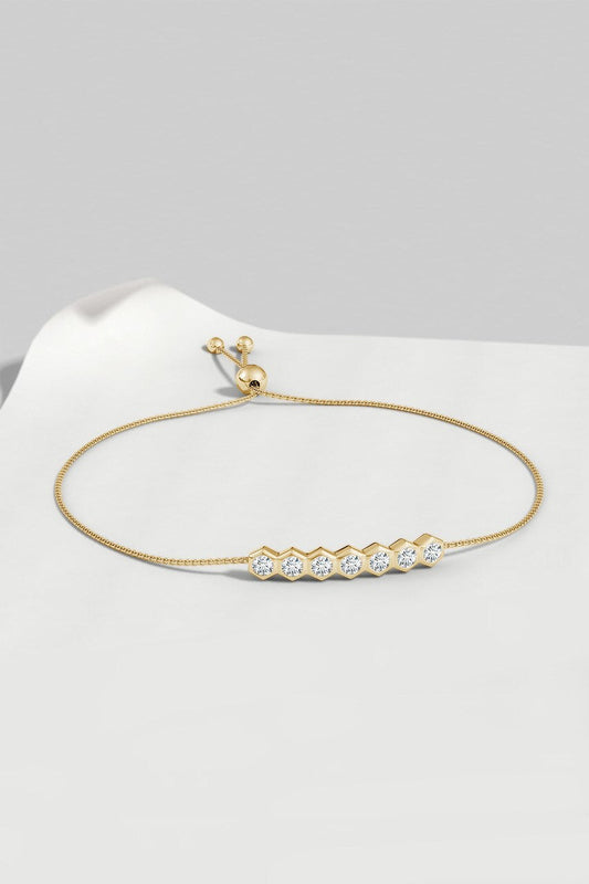 Buy Indochine 14k 7-Hexagon Diamond Bar Bolo Bracelet in 14K Yellow Gold Online 14K Yellow Gold Natori