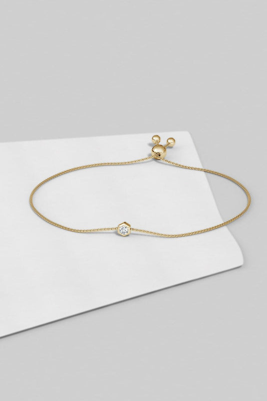 Buy Indochine 14k Hexagon Frame Diamond Solitaire Bolo Bracelet in 14K Yellow Gold Online 14K Yellow Gold Natori