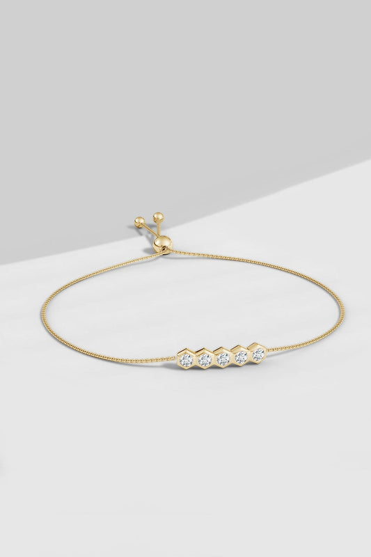 Buy Indochine 14k 5-Hexagon Diamond Bar Bolo Bracelet in 14K Yellow Gold Online 14K Yellow Gold Natori