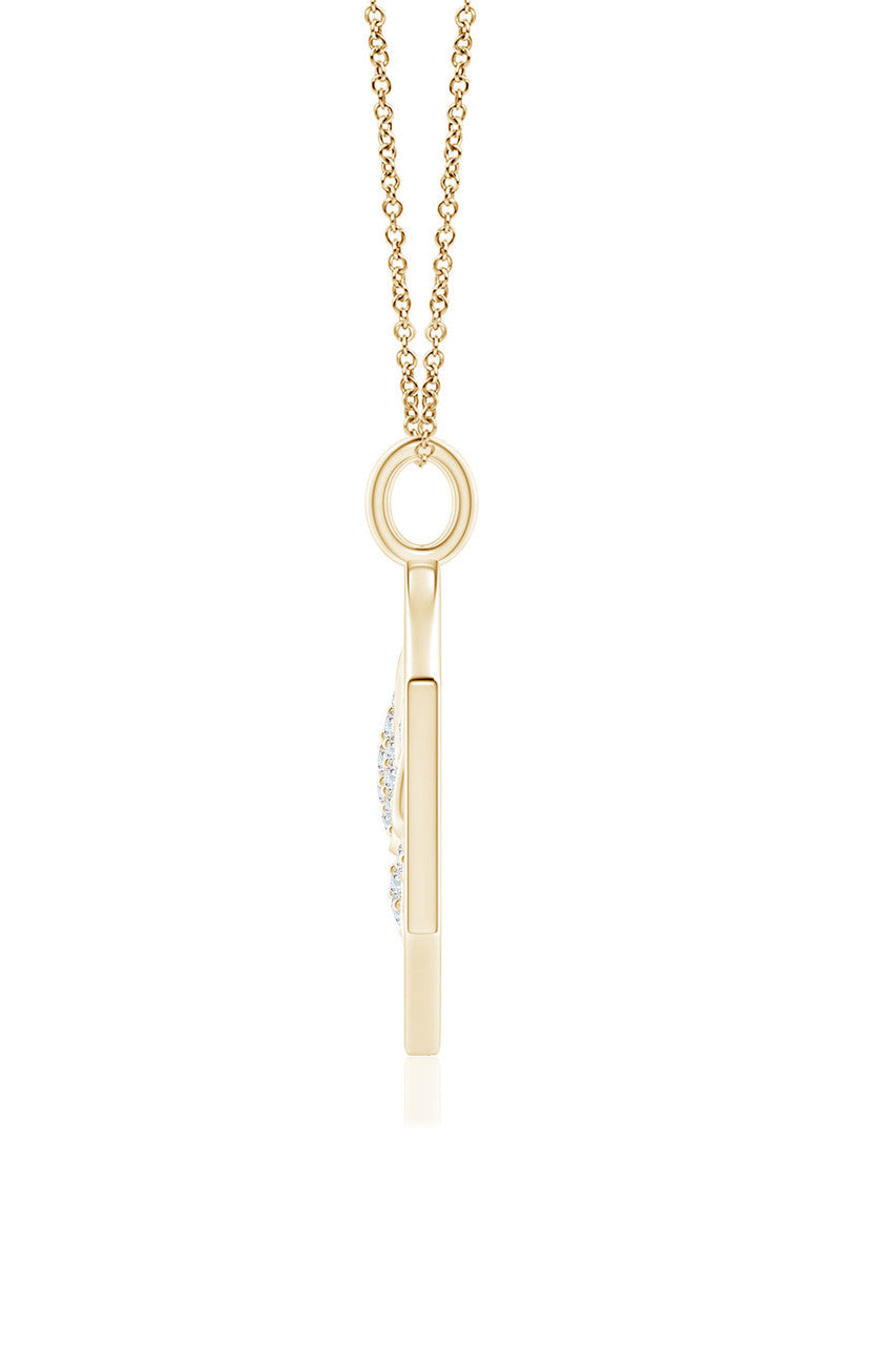 Buy Indochine Spirit 14k Hexagon Frame Lotus Pave Diamond Pendant Necklace in 14K Yellow Gold Online 14K Yellow Gold Natori