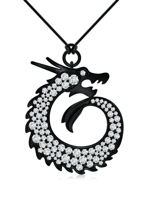 Buy Dragon Lab-Grown Diamond Silver Pendant Necklace in Midnight Silver Online Midnight Silver Natori