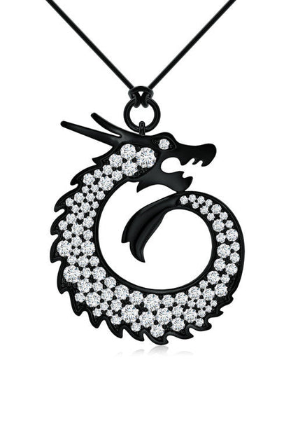 Buy Dragon Lab-Grown Diamond Silver Pendant Necklace in Midnight Silver Online Midnight Silver Natori