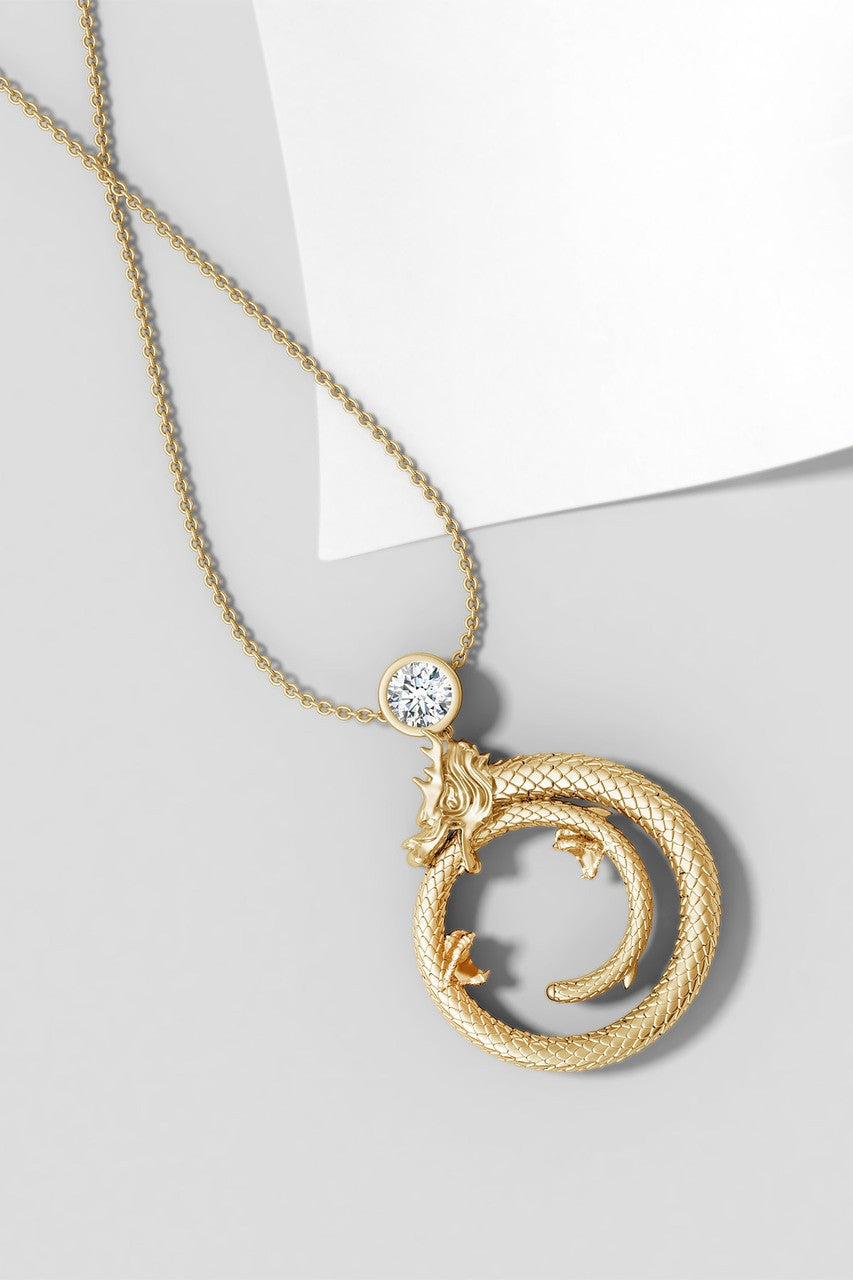 Buy Dragon 14k Yellow Gold Slider Pendant With Diamond in Yellow Gold Online Yellow Gold Natori