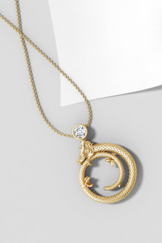 Buy Dragon 14k Yellow Gold Slider Pendant With Diamond in Yellow Gold Online Yellow Gold Natori