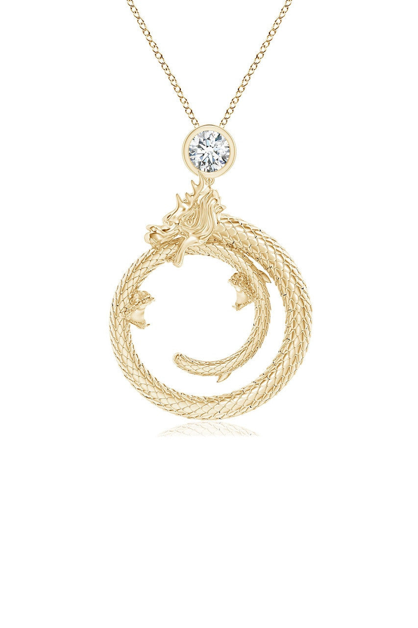 Buy Dragon 14k Yellow Gold Slider Pendant With Diamond in Yellow Gold Online Yellow Gold Natori