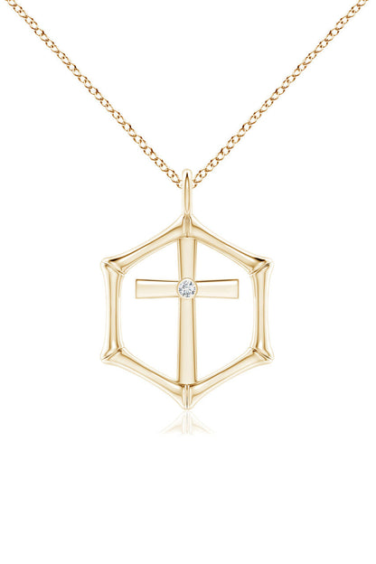 Buy Indochine Spirit 14k Bamboo Frame Cross Diamond Pendant Necklace in 14K Yellow Gold Online 14K Yellow Gold Natori
