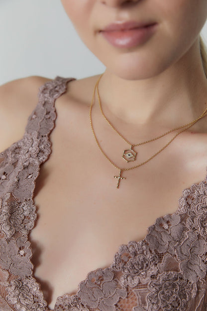 Buy Indochine Spirit 14k Bamboo Cross Diamond Pendant Necklace in 14K Yellow Gold Online 14K Yellow Gold Natori