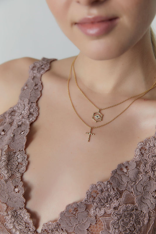 Buy Indochine Spirit 14k Bamboo Cross Diamond Pendant Necklace in 14K Yellow Gold Online 14K Yellow Gold Natori