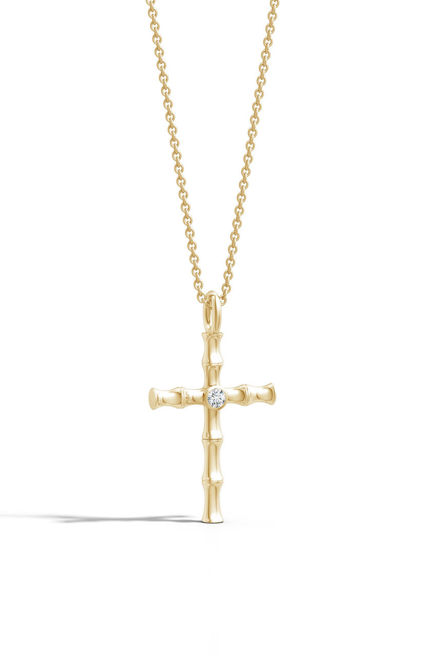 Buy Indochine Spirit 14k Bamboo Cross Diamond Pendant Necklace in 14K Yellow Gold Online 14K Yellow Gold Natori