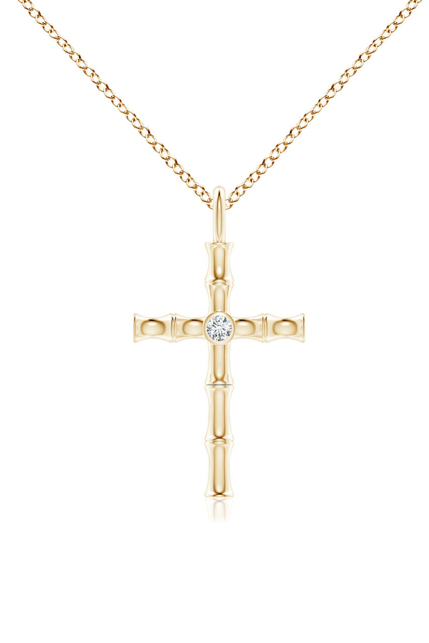 Buy Indochine Spirit 14k Bamboo Cross Diamond Pendant Necklace in 14K Yellow Gold Online 14K Yellow Gold Natori