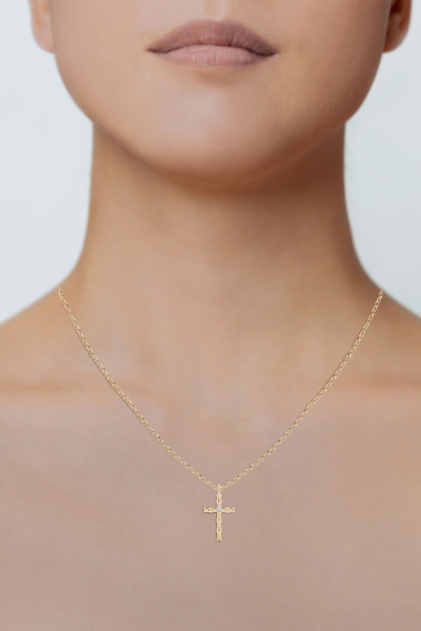 Buy Indochine Spirit 14k Bamboo Cross Diamond Pendant Necklace in 14K Yellow Gold Online 14K Yellow Gold Natori
