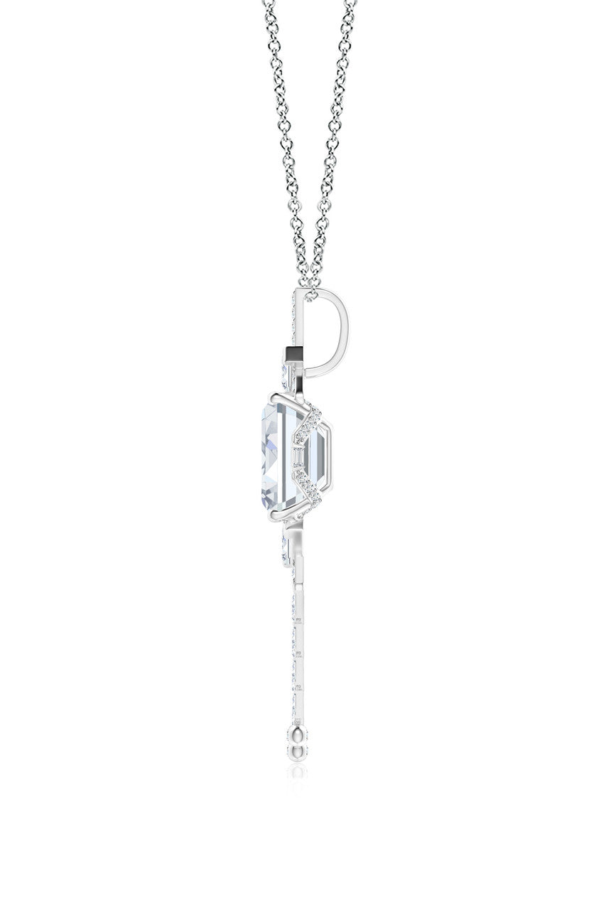 Buy Orient Express Lab-Grown 14K Gold Emerald Cut & Baguette Diamond Tassel Drop Pendant Necklace in 14K White Gold Online 14K White Gold Natori
