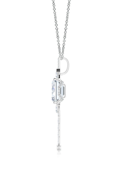 Buy Orient Express Lab-Grown 14K Gold Emerald Cut & Baguette Diamond Tassel Drop Pendant Necklace in 14K White Gold Online 14K White Gold Natori