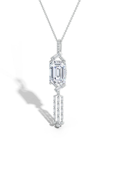 Buy Orient Express Lab-Grown 14K Gold Emerald Cut & Baguette Diamond Tassel Drop Pendant Necklace in 14K White Gold Online 14K White Gold Natori
