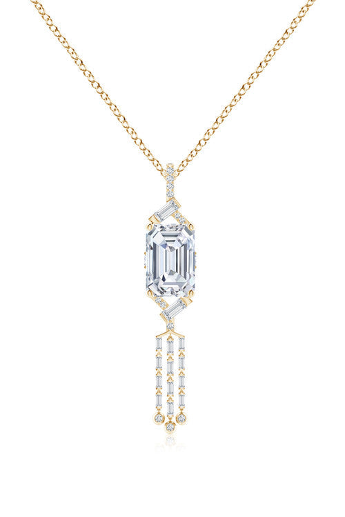 Buy Orient Express Lab-Grown 14K Gold Emerald Cut & Baguette Diamond Tassel Drop Pendant Necklace in 14K Yellow Gold Online 14K Yellow Gold Natori