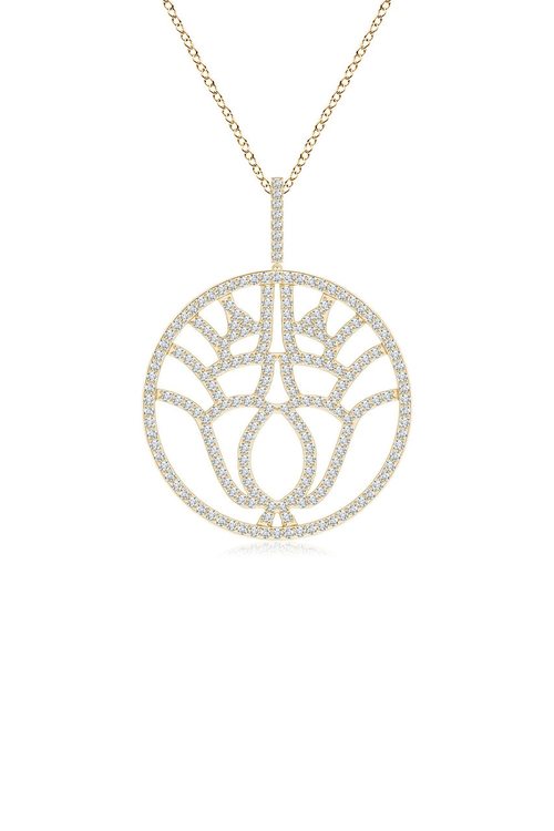 Buy Kamon 14k Open Diamond Pendant Necklace in 14K Yellow Gold Online 14K Yellow Gold Natori