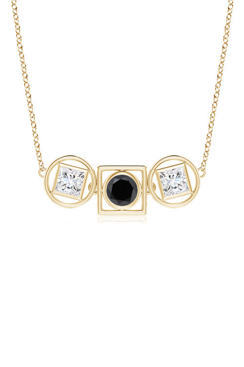 Buy Infinity 14K Gold with Black & White Diamond Three Stone Necklace in 14K Yellow Gold Online 14K Yellow Gold Natori