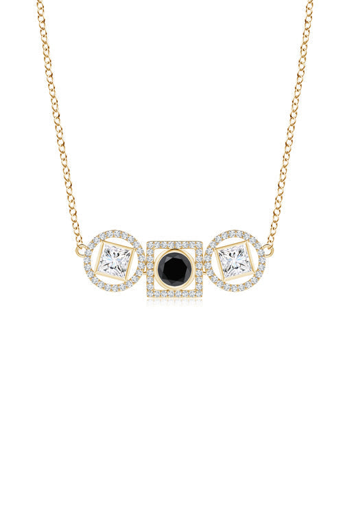 Buy Infinity 14K Gold with Black & White Diamond Three Stone Halo Necklace in 14K Yellow Gold Online 14K Yellow Gold Natori
