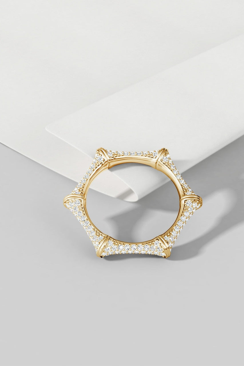 Buy Indochine 14k Diamond Pave Bamboo Eternity Ring in 14K Yellow Gold Online 14K Yellow Gold Natori