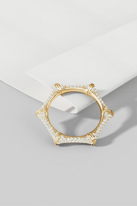 Buy Indochine 14k Diamond Pave Bamboo Eternity Ring in 14K Yellow Gold Online 14K Yellow Gold Natori