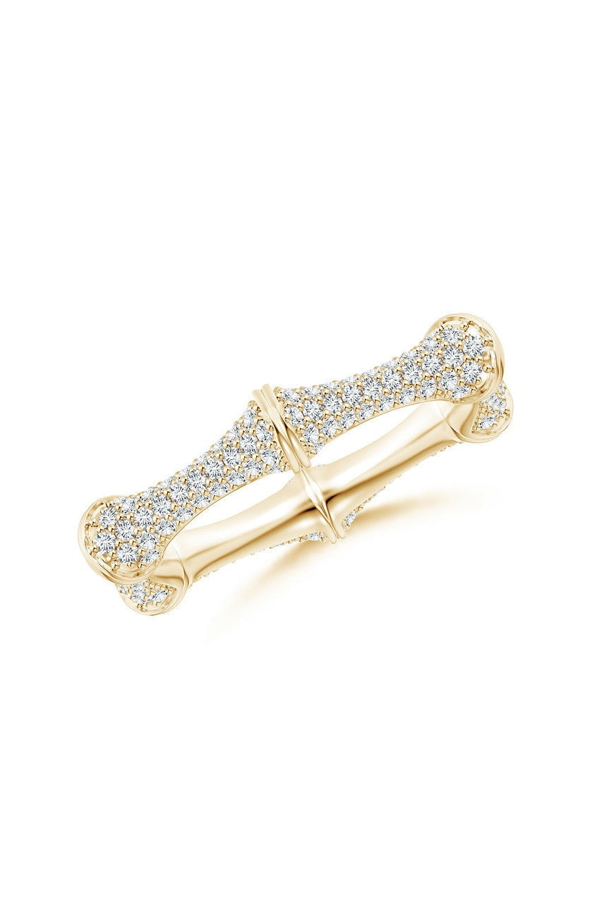Buy Indochine 14k Diamond Pave Bamboo Eternity Ring in 14K Yellow Gold Online 14K Yellow Gold Natori
