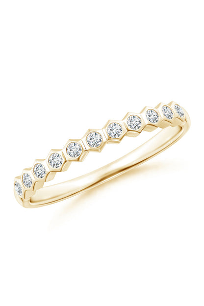 Buy Indochine 14k Hexagon 11-Diamond Stacking Ring in 14K Yellow Gold Online 14K Yellow Gold Natori