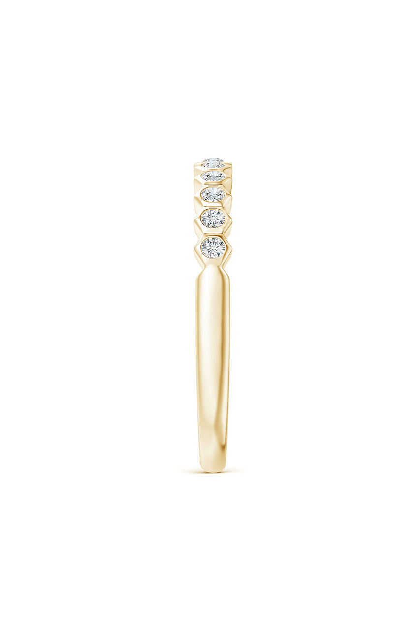 Buy Indochine 14k Hexagon 11-Diamond Stacking Ring in 14K Yellow Gold Online 14K Yellow Gold Natori