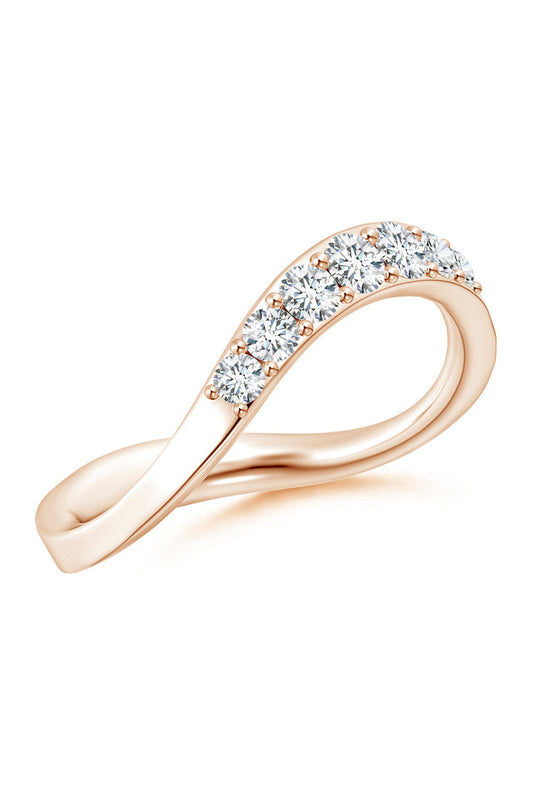 Buy Shangri-La Brushstroke 14K Gold and Diamond Half Eternity Stacking Ring in 14K Rose Gold Online 14K Rose Gold Natori