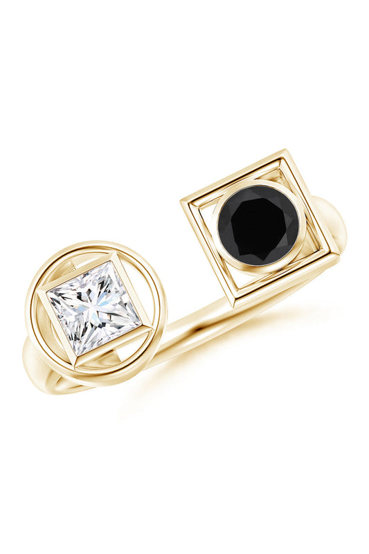 Buy Infinity 14K Gold with Black & White Diamond Two Stone Open Ring in 14K Yellow Gold Online 14K Yellow Gold Natori