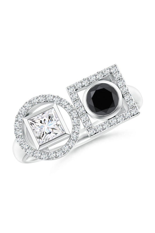 Buy Infinity 14K Gold with Black & White Diamond Two Stone Statement Ring in 14K White Gold Online 14K White Gold Natori