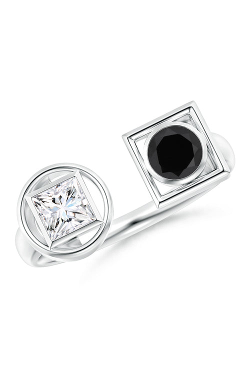 Buy Infinity 14K Gold with Black & White Diamond Two Stone Open Ring in 14K White Gold Online 14K White Gold Natori