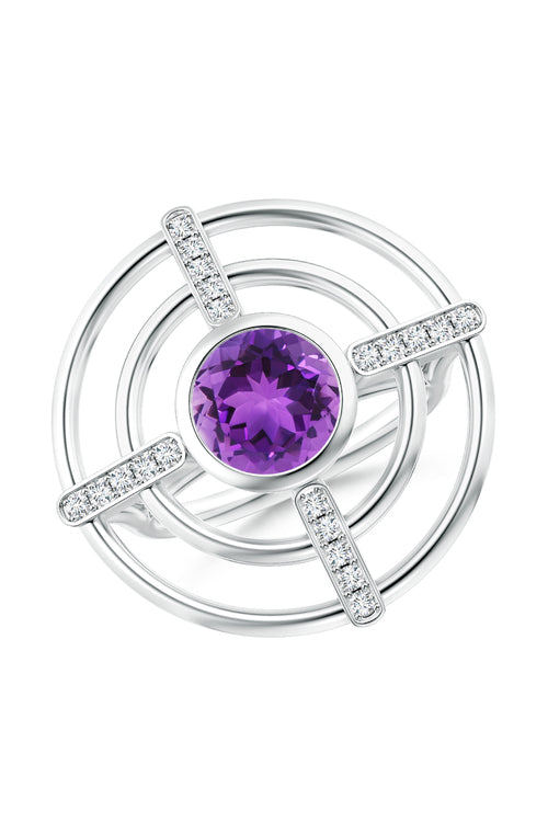 Buy Infinity Concentric Circle 14K Gold and Amethyst Ring in 14K White Gold Online 14K White Gold Natori