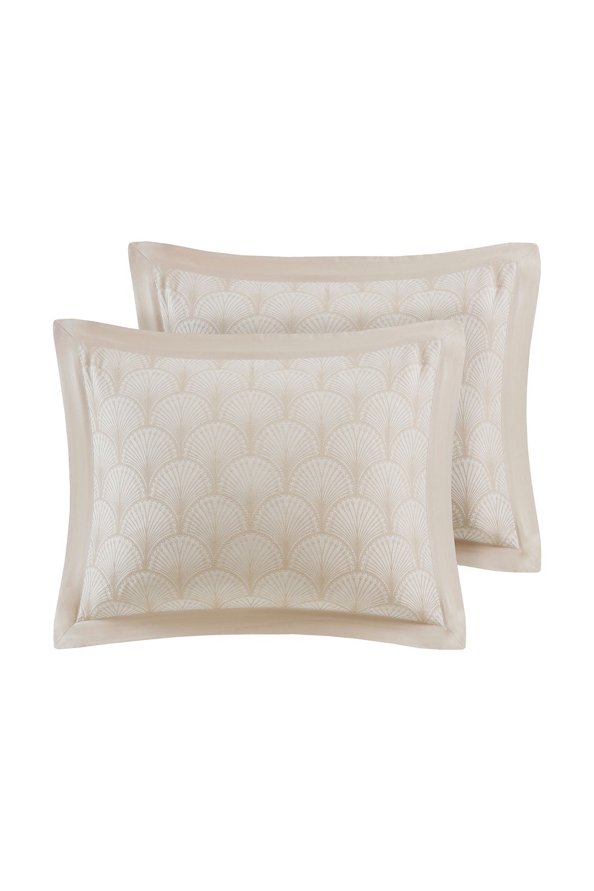 Ogee Fan Jacquard 3 Piece Comforter Mini Set Beige Natori