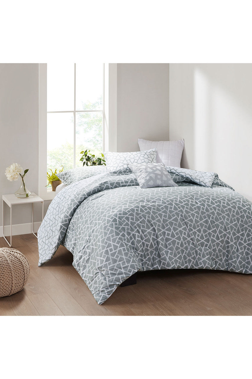 Buy Soho Geo 4 Piece Reversible Comforter Set in Grey/White Online Grey/White Natori