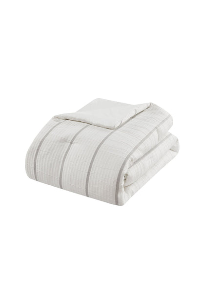 Buy Naru 4 Piece Jacquard Stripe Comforter Mini Set in Ivory/Gray Online Ivory/Gray Natori