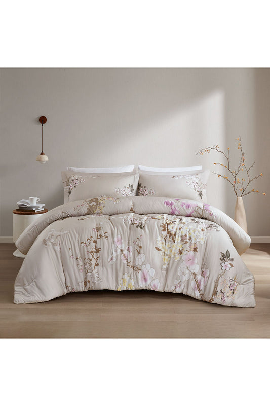Grove 3 Piece Comforter Mini Set Taupe Natori