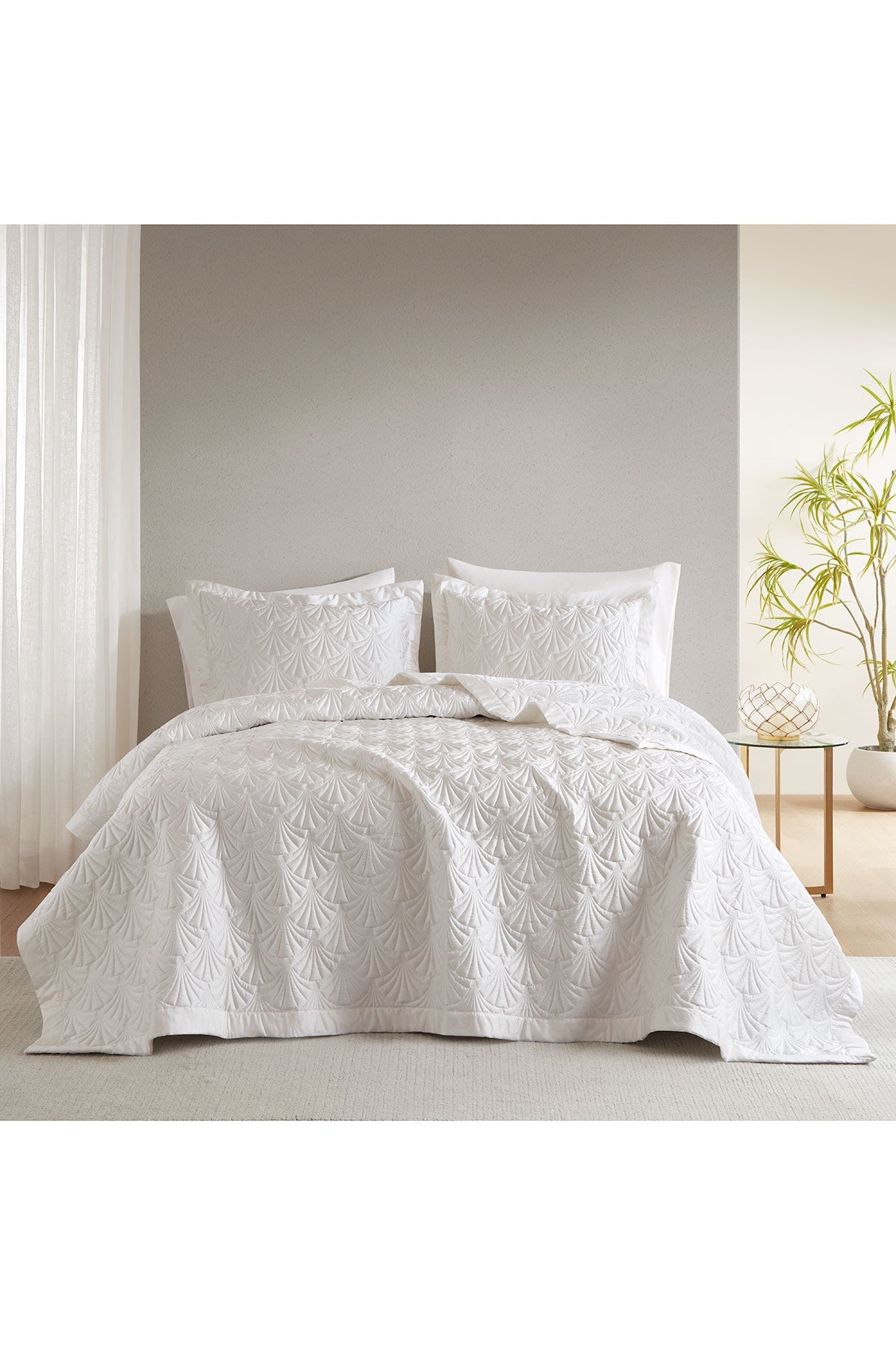 Jeju Embroidered 3 Piece Quilt Mini Set Ivory Natori