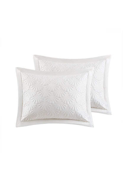 Jeju Embroidered 3 Piece Quilt Mini Set Ivory Natori